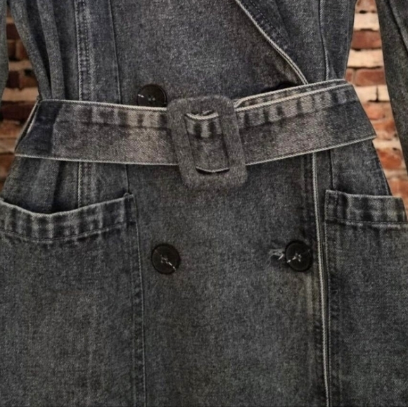 Anthropologie Avec Les Filles Denim Trench Coat Belted Double Breasted. Size M - Picture 5 of 12